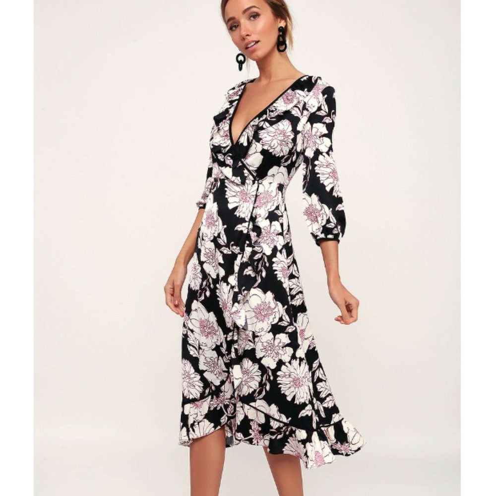 NWT Lulus Thistle Prove My Love Floral Wrap Dress